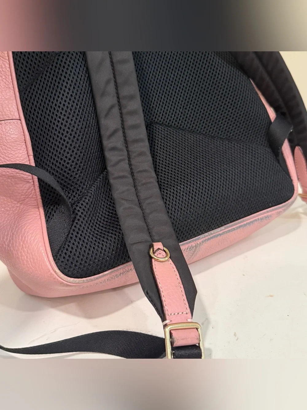 Coach Court Backpack 5666 Pink Pebble Leather Gold Zip Mini Daypack Bookbag